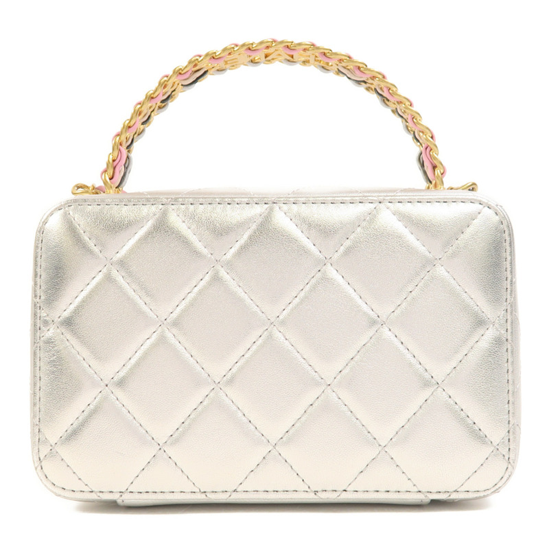 CHANEL 牛皮皮革Vanity Case金扣鏈帶手挽肩背兩用袋-1