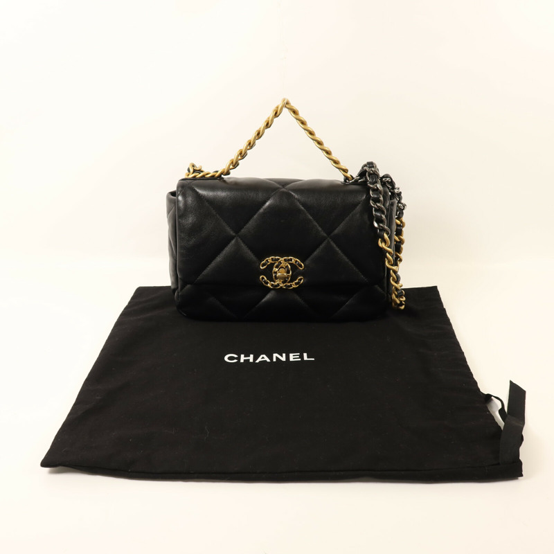 CHANEL 羊皮皮革C19 Small鏈帶肩背袋-8