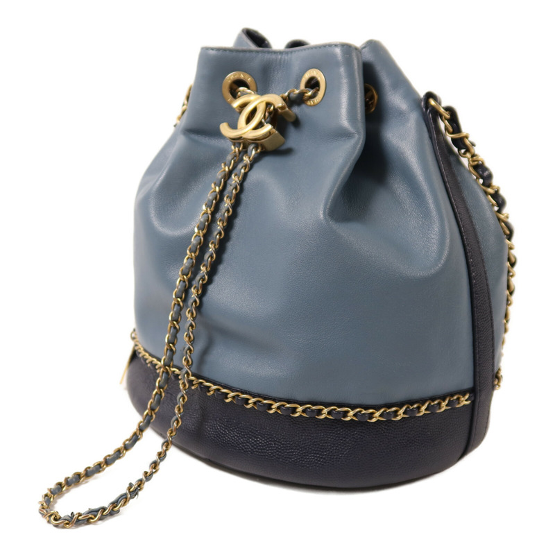 CHANEL 羊皮皮革Chain Shoulder金扣鏈帶肩背袋-2