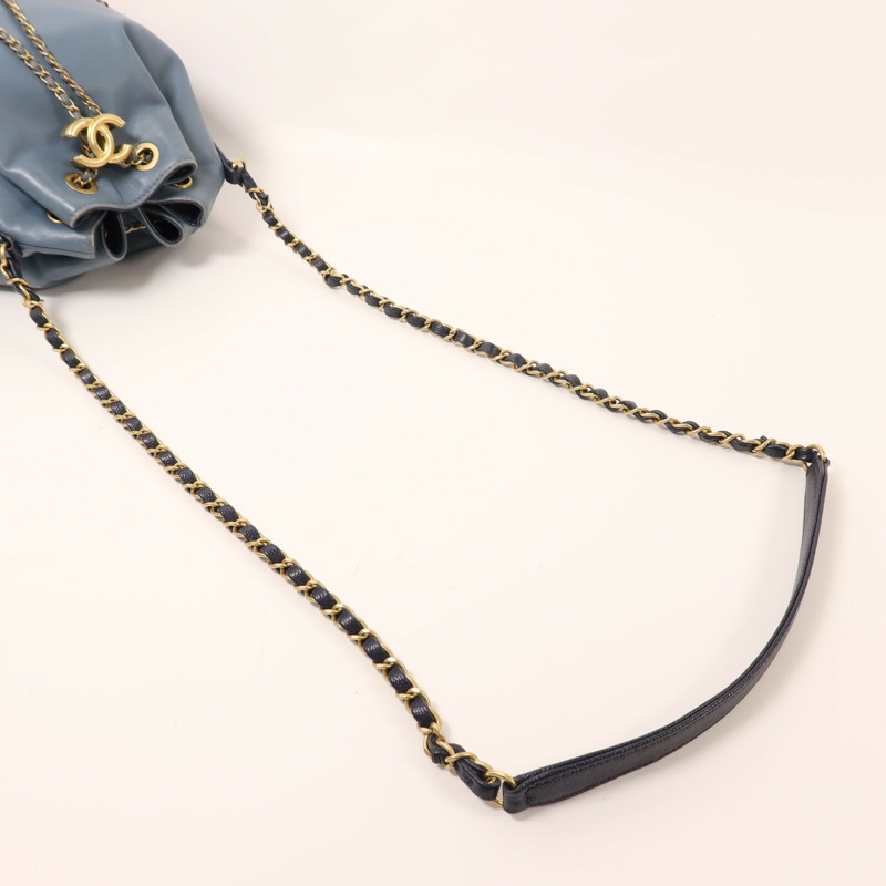 CHANEL 羊皮皮革Chain Shoulder金扣鏈帶肩背袋-7