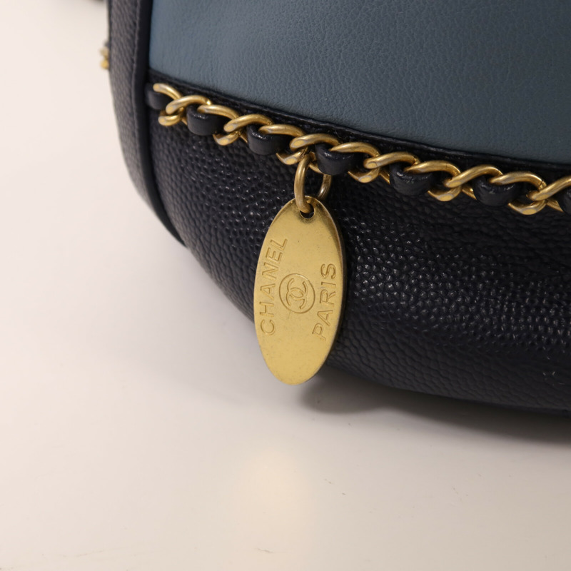 CHANEL 羊皮皮革Chain Shoulder金扣鏈帶肩背袋-9