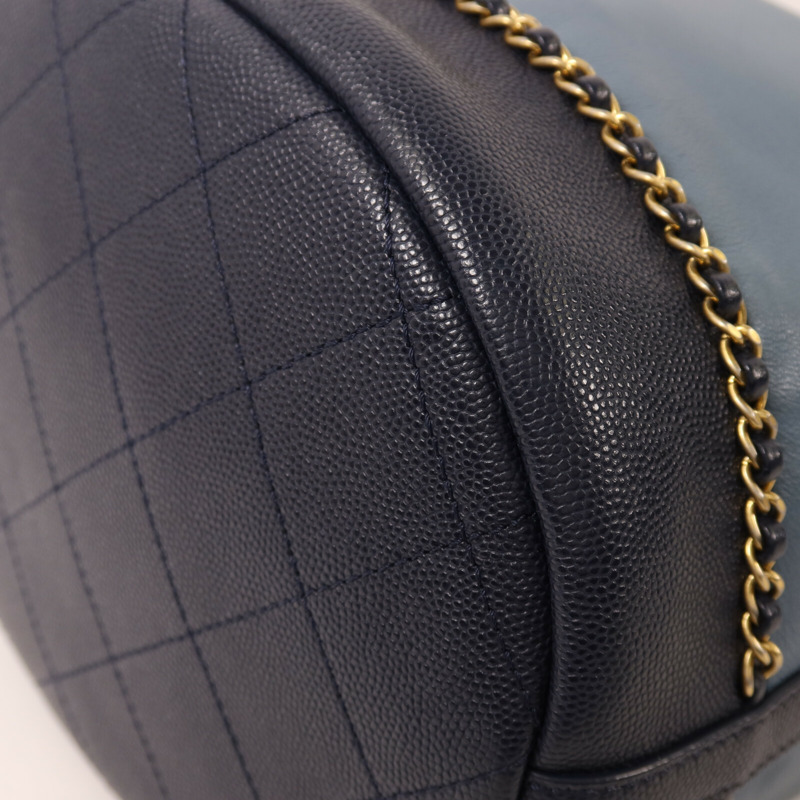 CHANEL 羊皮皮革Chain Shoulder金扣鏈帶肩背袋-11