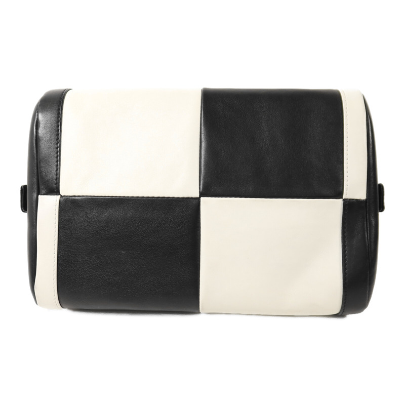 CHANEL 羊皮皮革Boston Bag銀扣鏈帶手挽袋-3