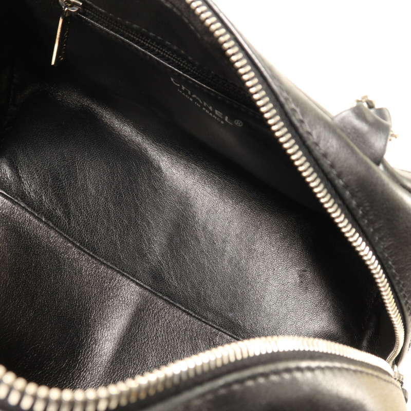 CHANEL 羊皮皮革Boston Bag銀扣鏈帶手挽袋-4