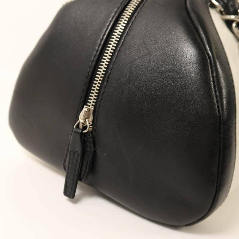 CHANEL 羊皮皮革Boston Bag銀扣鏈帶手挽袋-15
