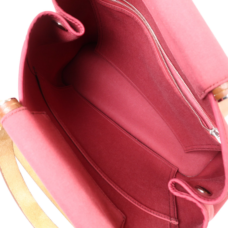 HERMES 帆布Cabag PM銀扣手挽肩背兩用袋Ruby-4