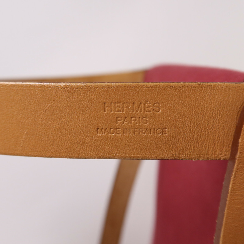 HERMES 帆布Cabag PM銀扣手挽肩背兩用袋Ruby-5