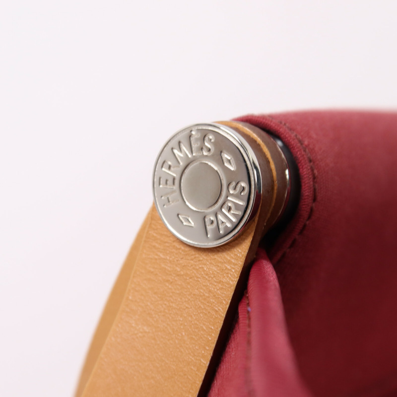 HERMES 帆布Cabag PM銀扣手挽肩背兩用袋Ruby-7