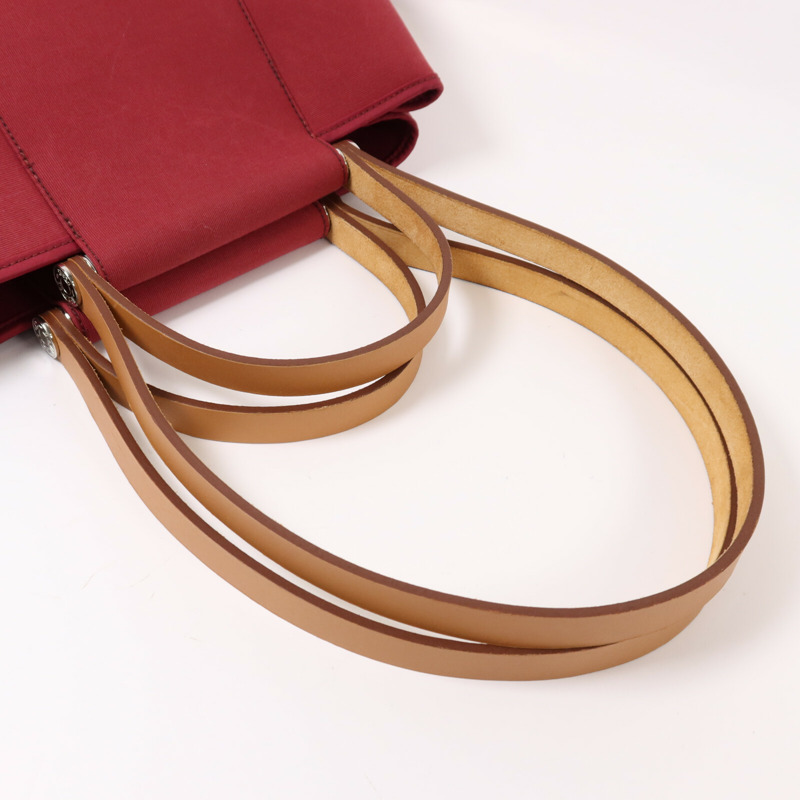 HERMES 帆布Cabag PM銀扣手挽肩背兩用袋Ruby-8