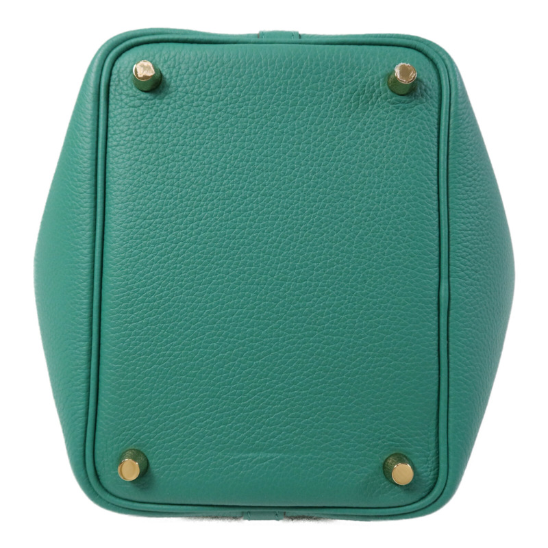 HERMES Clemence皮革Picotin PM金扣手挽袋Vert Vertigo-3