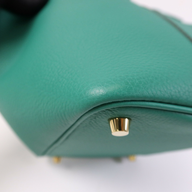 HERMES Clemence皮革Picotin PM金扣手挽袋Vert Vertigo-13
