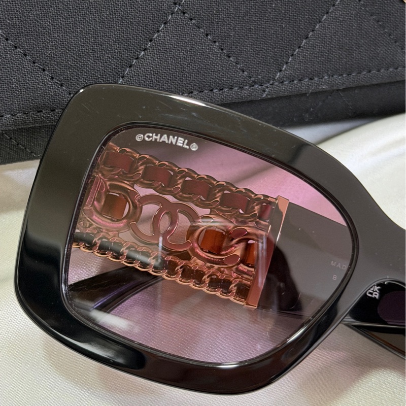 香奈兒Chanel 紫色漸層方形眼鏡 重工設計 不撞款 原價35000-11