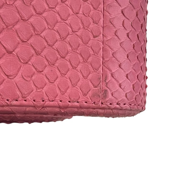 CHANEL 香奈兒 A69900 CF 20 口蓋包 蟒蛇皮 粉色 金釦-13