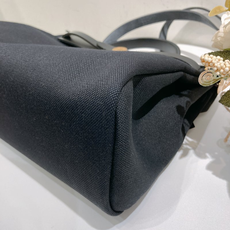 TW4708  Hermes 愛馬仕 手拎 肩背包 帆布拼皮 黑金扣Herbag 31 Black x GHW-6