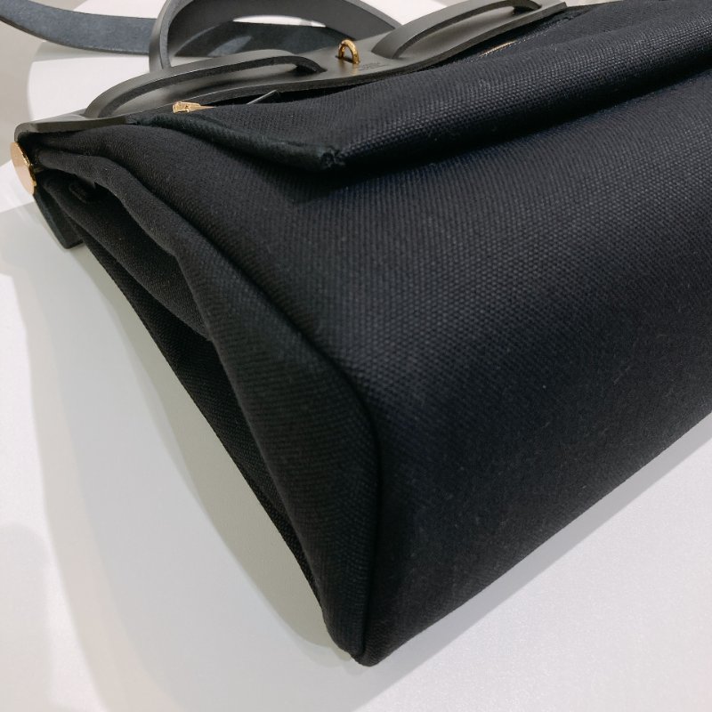 TW4708  Hermes 愛馬仕 手拎 肩背包 帆布拼皮 黑金扣Herbag 31 Black x GHW-7