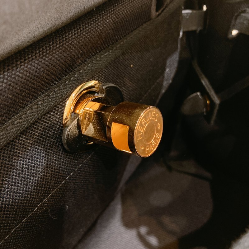 TW4708  Hermes 愛馬仕 手拎 肩背包 帆布拼皮 黑金扣Herbag 31 Black x GHW-17