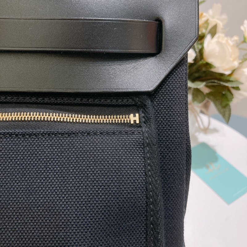 TW4708  Hermes 愛馬仕 手拎 肩背包 帆布拼皮 黑金扣Herbag 31 Black x GHW-22