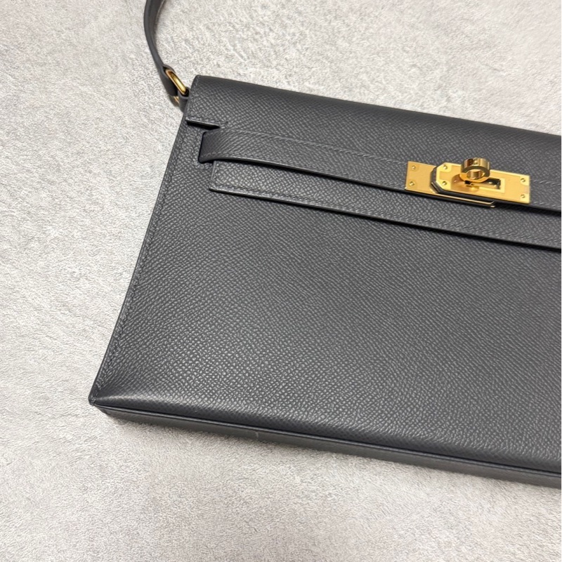 台灣購證全新✨HERMES Kelly Elan 石板灰 Epsom皮 W刻 金扣 85 ARDOISE-2