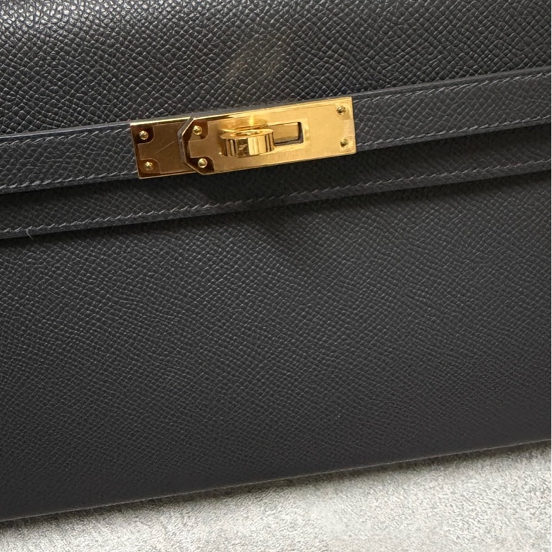 台灣購證全新✨HERMES Kelly Elan 石板灰 Epsom皮 W刻 金扣 85 ARDOISE-6