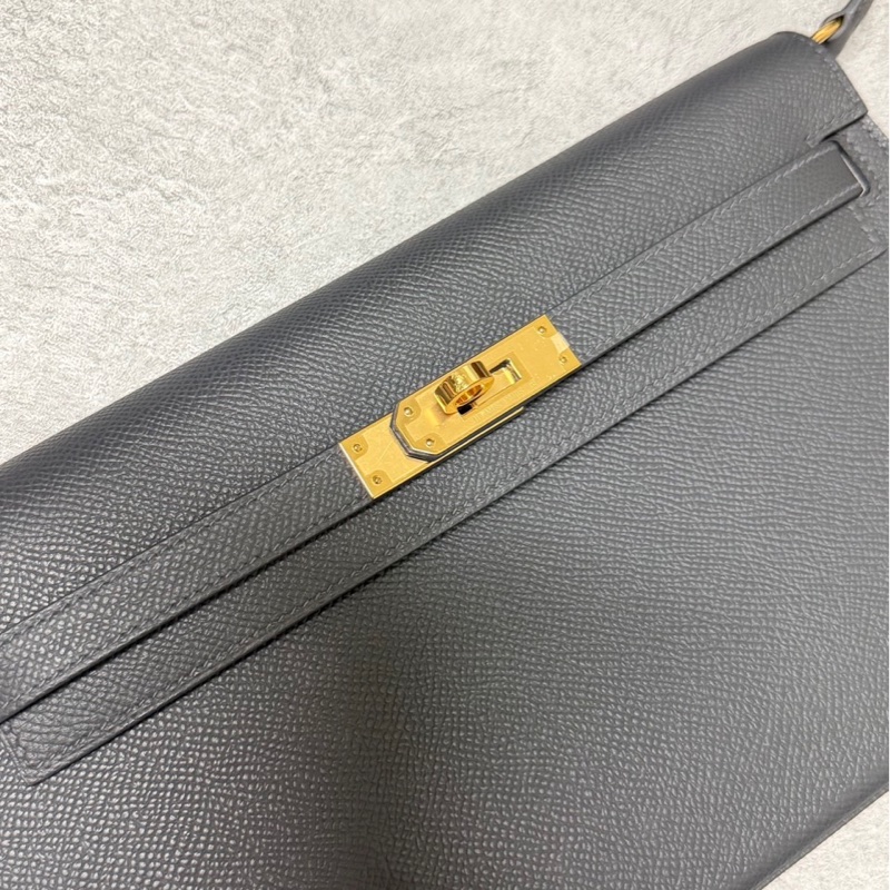 台灣購證全新✨HERMES Kelly Elan 石板灰 Epsom皮 W刻 金扣 85 ARDOISE-7