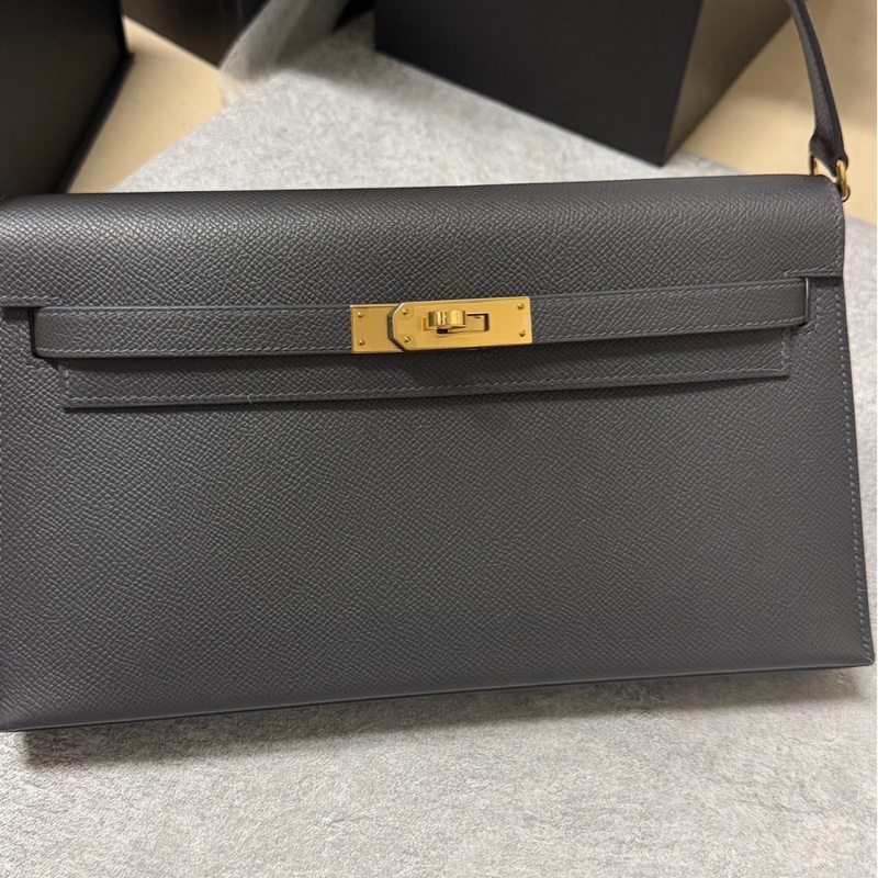 台灣購證全新✨HERMES Kelly Elan 石板灰 Epsom皮 W刻 金扣 85 ARDOISE-9