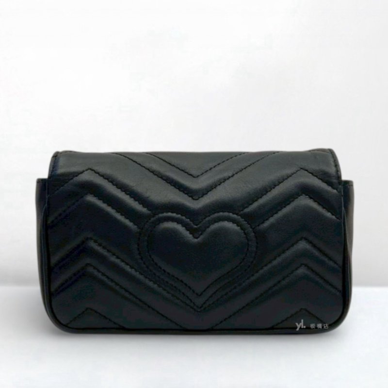 Y1976-GUCCI包包 Marmont黑牛皮金釦迷你鍊條斜背包476433-3