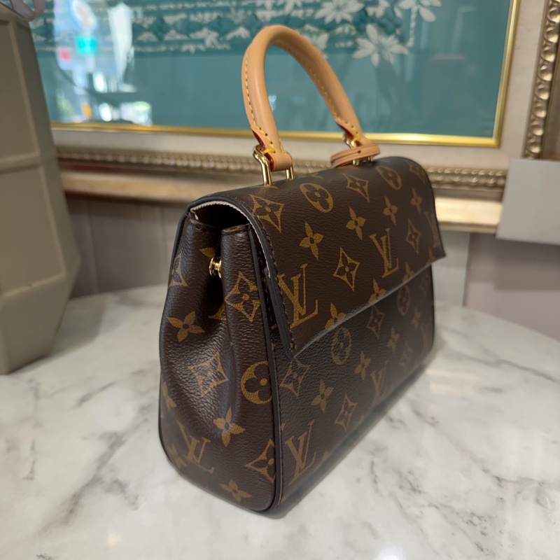 LV 原花Cluny Mini金釦下蓋手提肩斜背包M46055-3