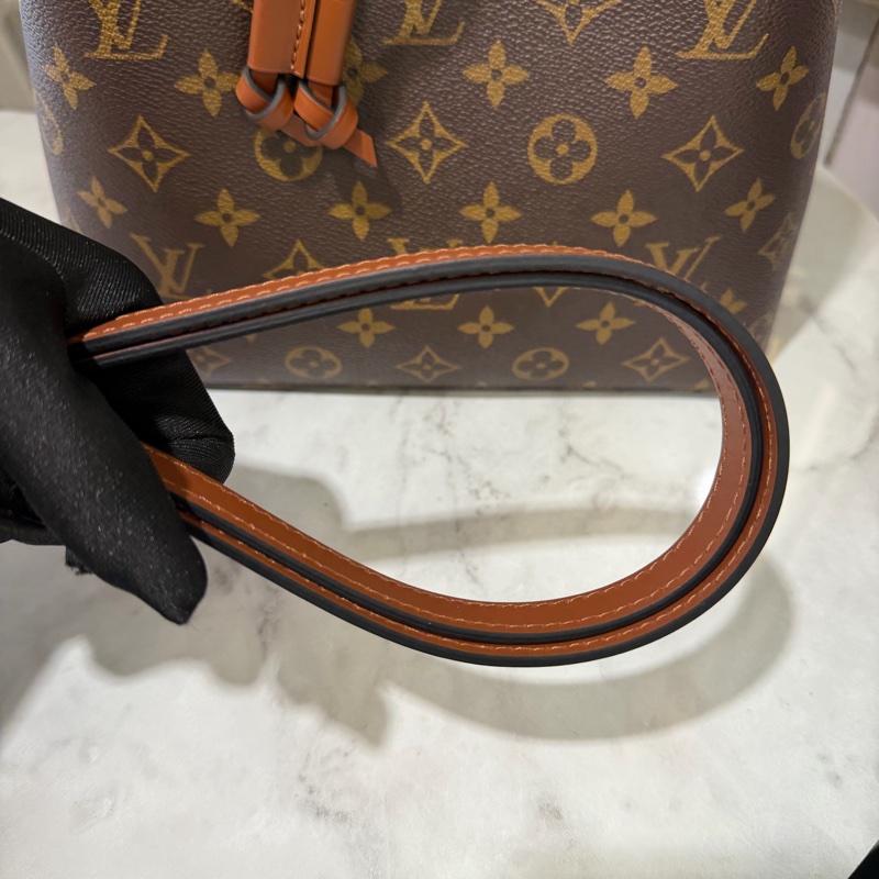 LV 原花拼咖皮邊NeoNeo MM金釦束口肩斜背水桶包M44887-8