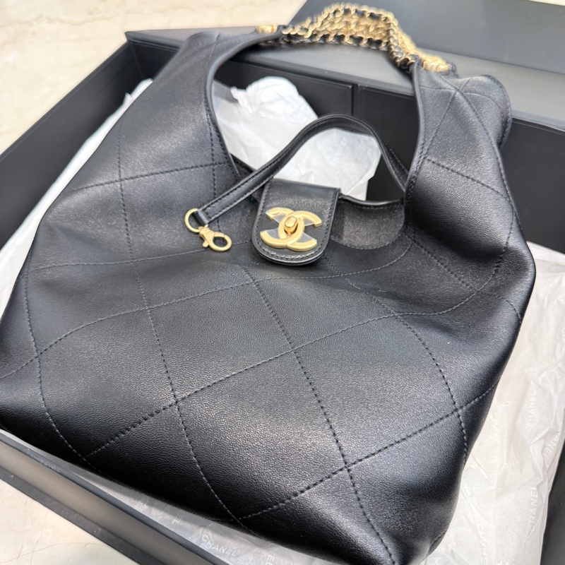 Chanel✨2025P黑色嬉皮小號hobo 包肩背包-2