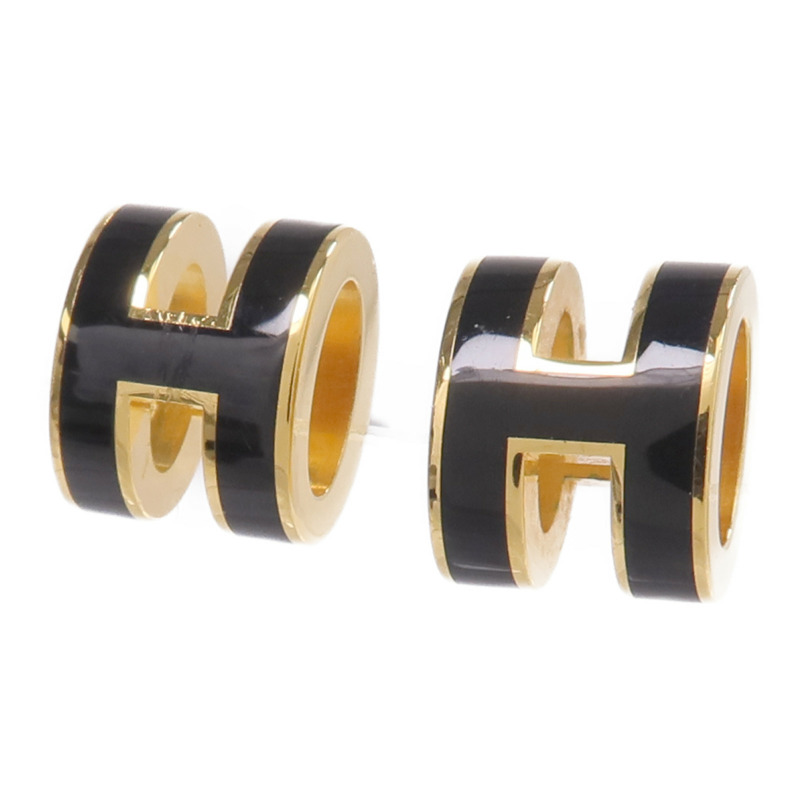 HERMES 金屬Mini Pop H耳環Noir-1