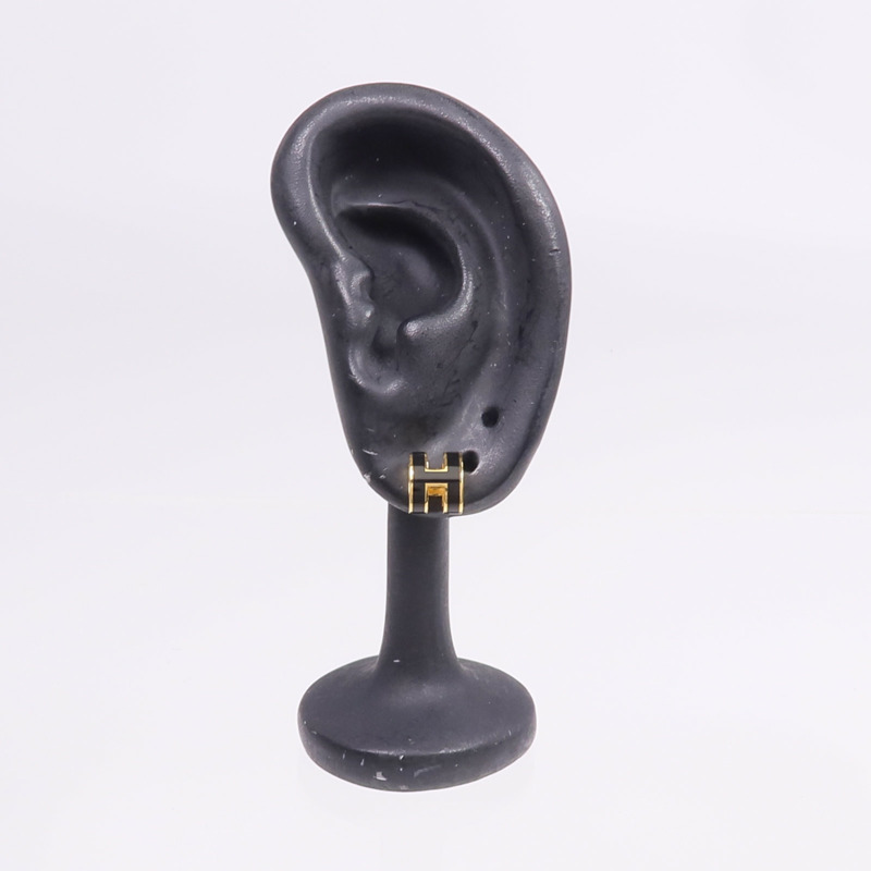 HERMES 金屬Mini Pop H耳環Noir-8