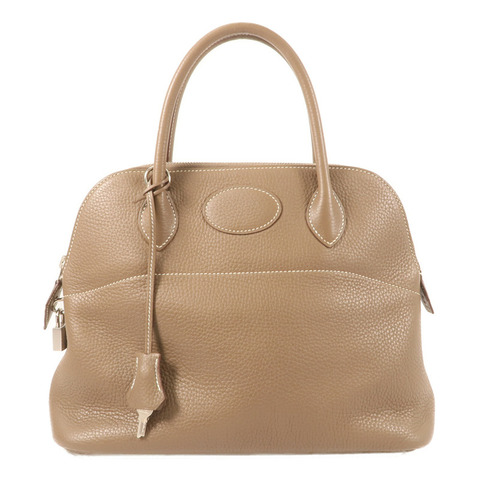 HERMES Clemence皮革Bolide 31銀扣肩背袋Etoupe