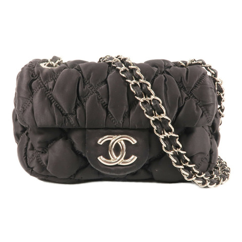 CHANEL 尼龍Shoulder Bag銀扣鏈帶肩背袋