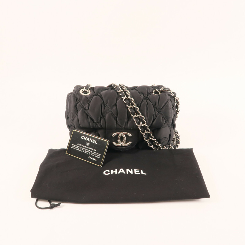 CHANEL 尼龍Shoulder Bag銀扣鏈帶肩背袋-4