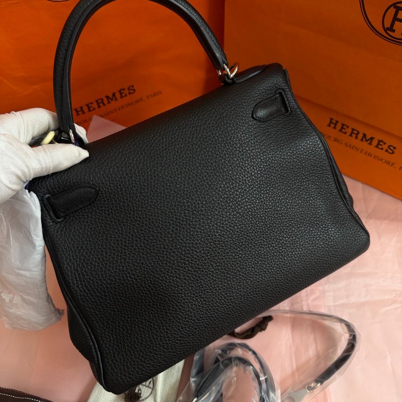 閒置品 愛馬仕kelly28 黑銀togo皮 手提包-1