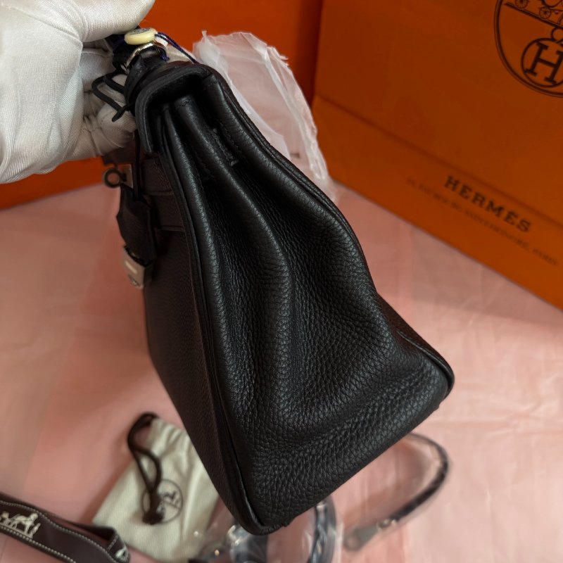 閒置品 愛馬仕kelly28 黑銀togo皮 手提包-3