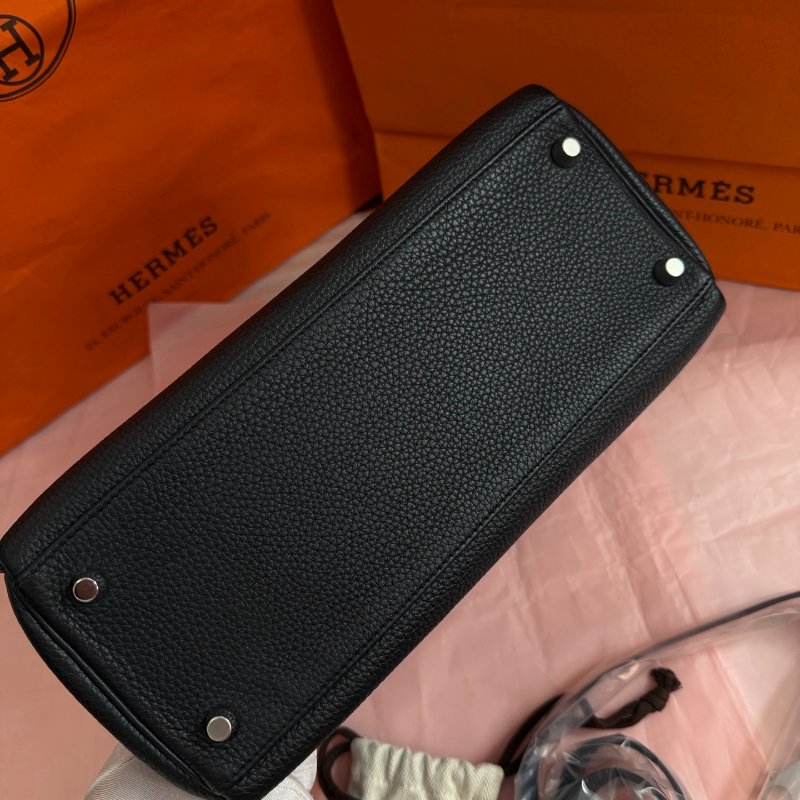 閒置品 愛馬仕kelly28 黑銀togo皮 手提包-5