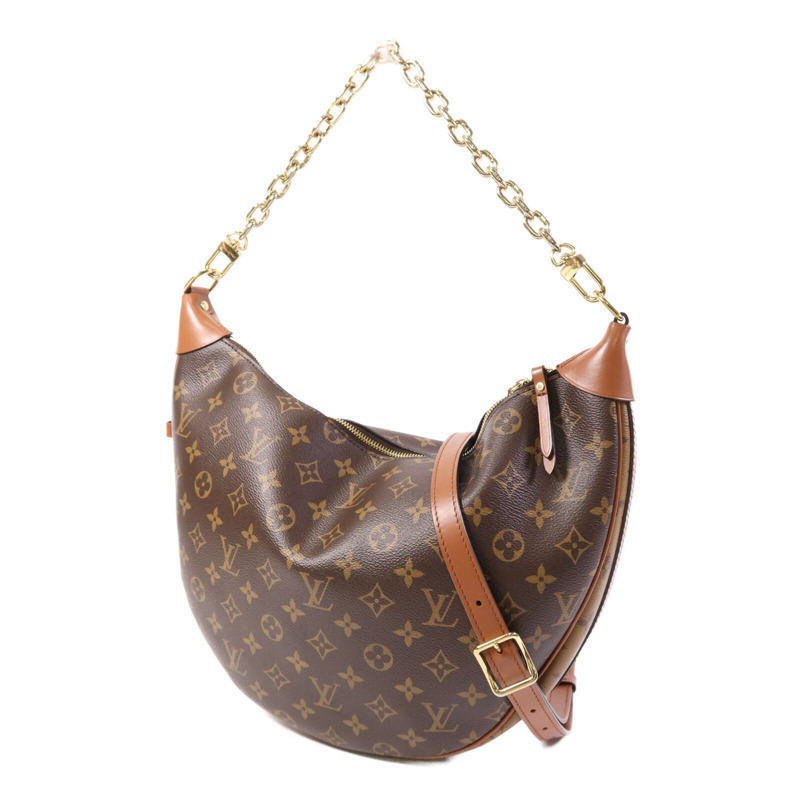 LOUIS VUITTON Monogram Reverse Loop Hobo金扣手挽肩背兩用袋棕色-2