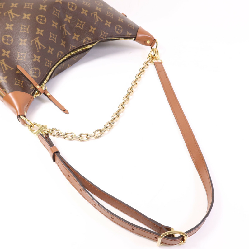 LOUIS VUITTON Monogram Reverse Loop Hobo金扣手挽肩背兩用袋棕色-7