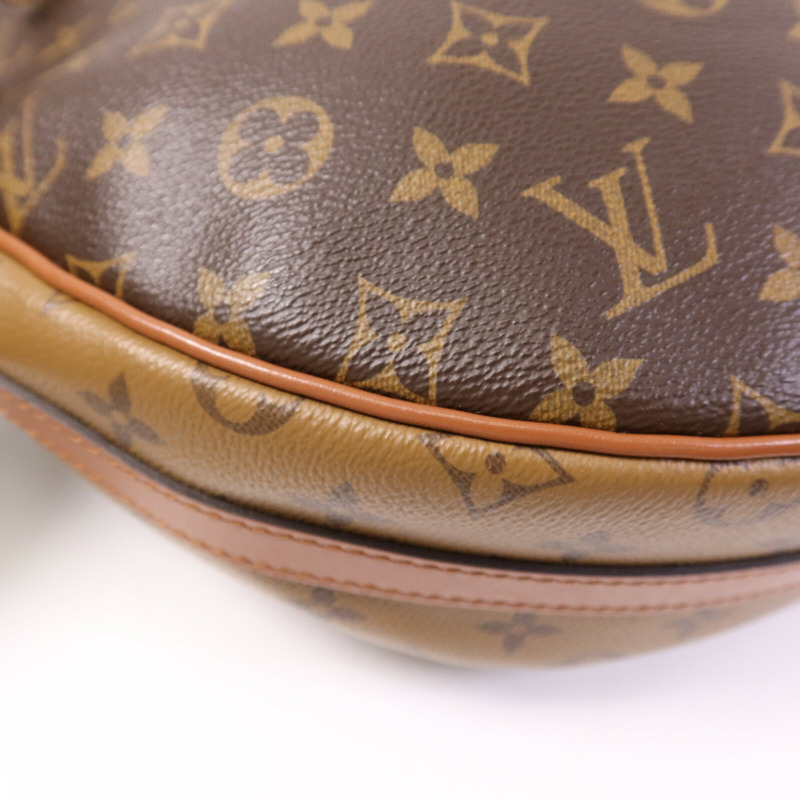 LOUIS VUITTON Monogram Reverse Loop Hobo金扣手挽肩背兩用袋棕色-12