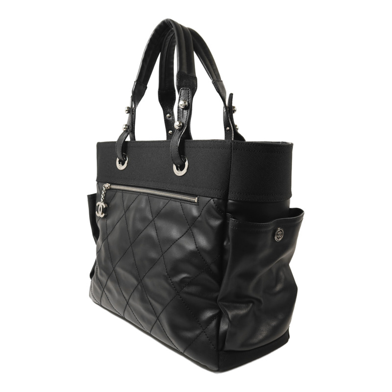 CHANEL 塗層帆布Biarritz Totebag MM銀扣手挽袋-2
