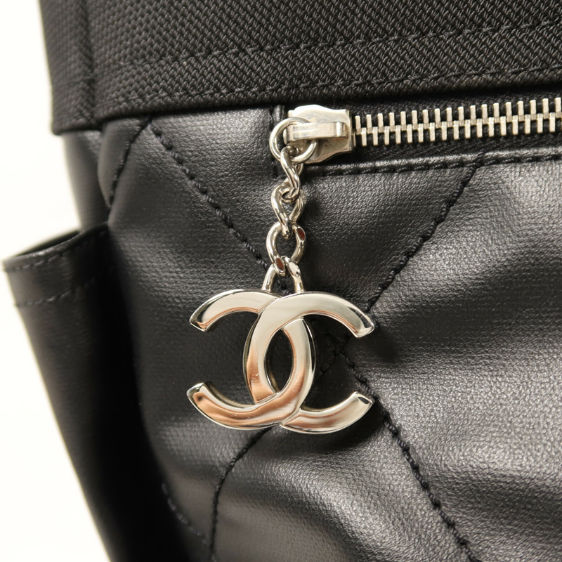 CHANEL 塗層帆布Biarritz Totebag MM銀扣手挽袋-10