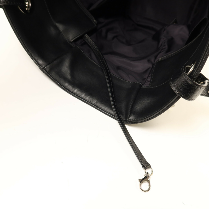 CHANEL 塗層帆布Biarritz Totebag MM銀扣手挽袋-15