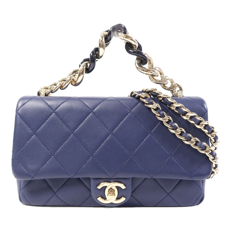 CHANEL 羊皮皮革Chain Shoulder Bag鏈帶手挽肩背兩用袋-0