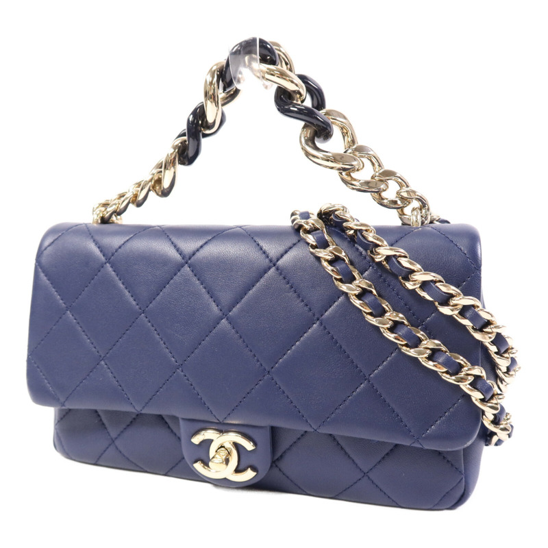 CHANEL 羊皮皮革Chain Shoulder Bag鏈帶手挽肩背兩用袋-2