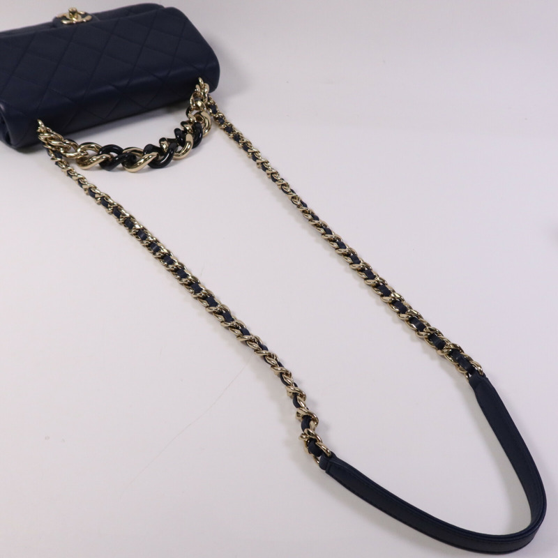CHANEL 羊皮皮革Chain Shoulder Bag鏈帶手挽肩背兩用袋-8