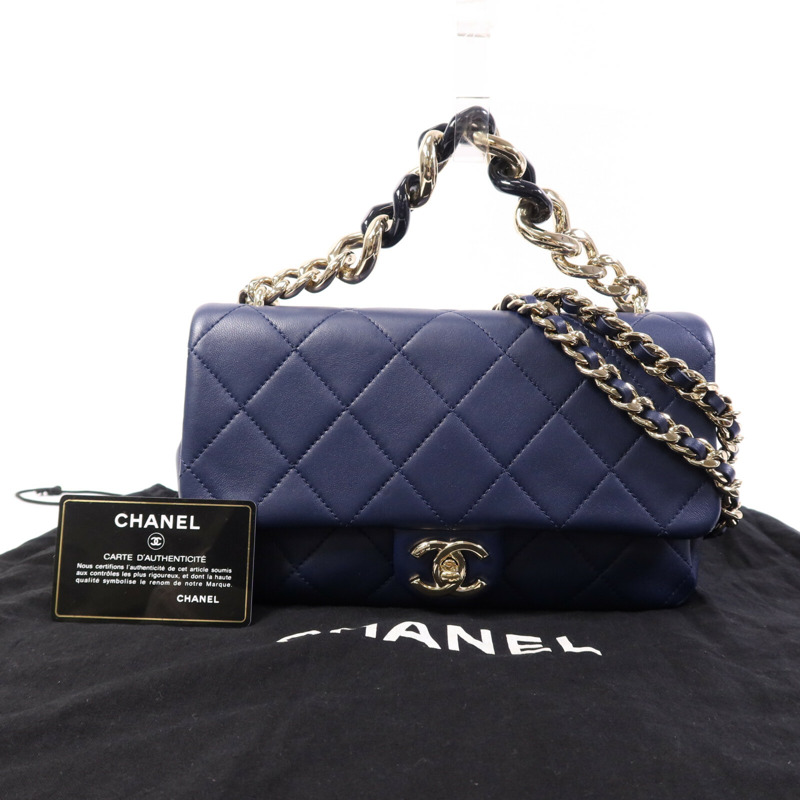 CHANEL 羊皮皮革Chain Shoulder Bag鏈帶手挽肩背兩用袋-9