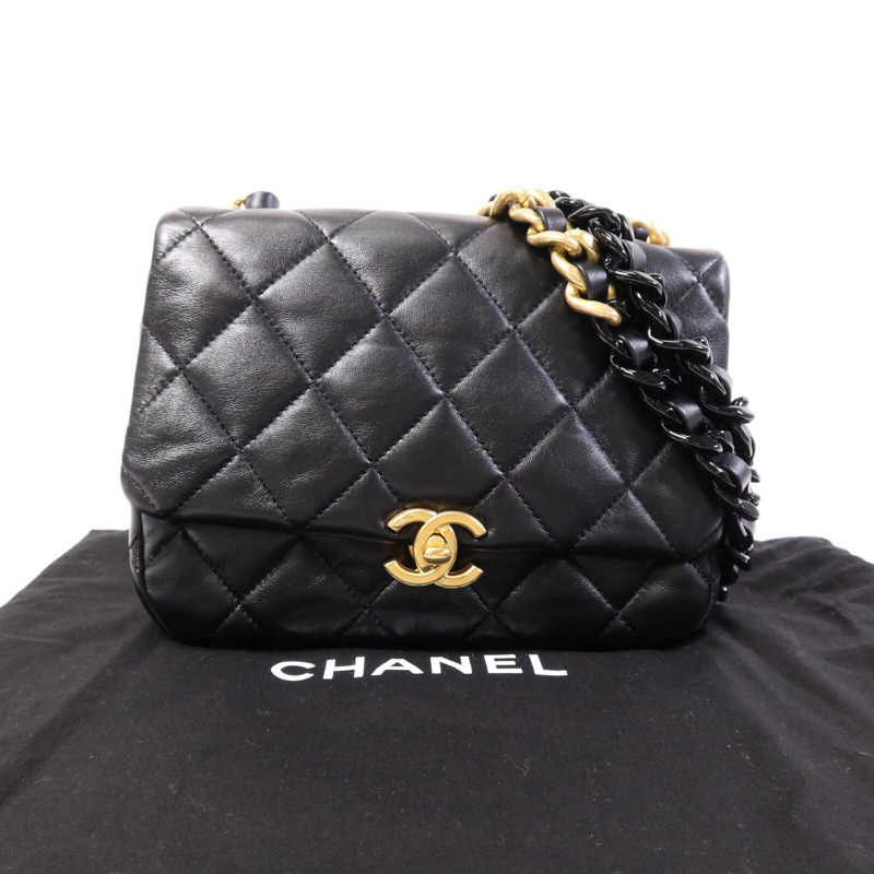 CHANEL 羊皮皮革Chain Shoulder Bag鏈帶肩背袋-9