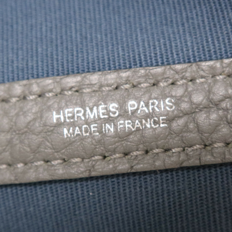 HERMES 帆布Garden Party PM銀扣手挽袋Beige/Gris Meyer-5