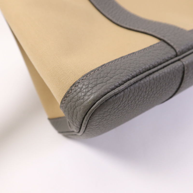 HERMES 帆布Garden Party PM銀扣手挽袋Beige/Gris Meyer-13